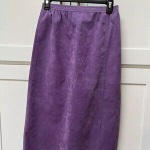 Vtg Abe Schrader Purple Faux Suede Pockets Skirt Union Made 80s Womens Sz 8 Knee